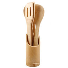 Eco-friendly 4pcs bamboo wood cooking kitchen utensil Spoons and Spatula set